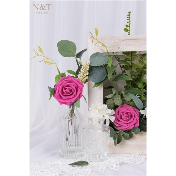 Artificial Flowers Foam Roses Perfect for DIY Wedding Bridal Bouquets Cake Pink - Picture 6 of 6